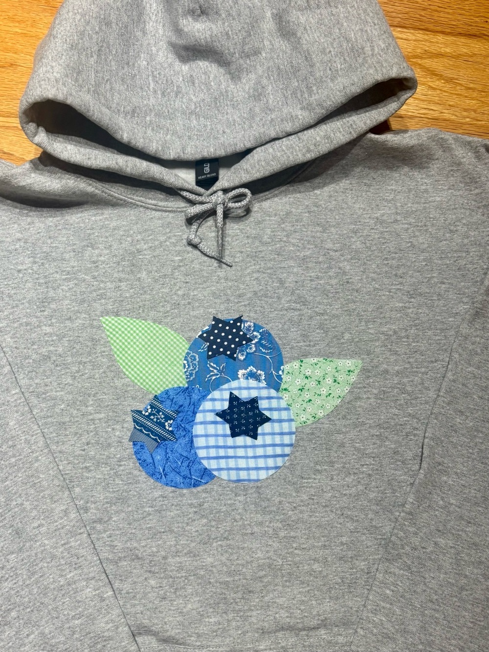 Maine Blueberry Gray Hoodie / crewneck or tshirt fabric Appliqué all sizes NEW